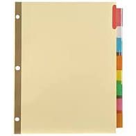 5 Big Tab Insertable Paper Dividers, Loose Leaf Index Divider - 10.5x8in