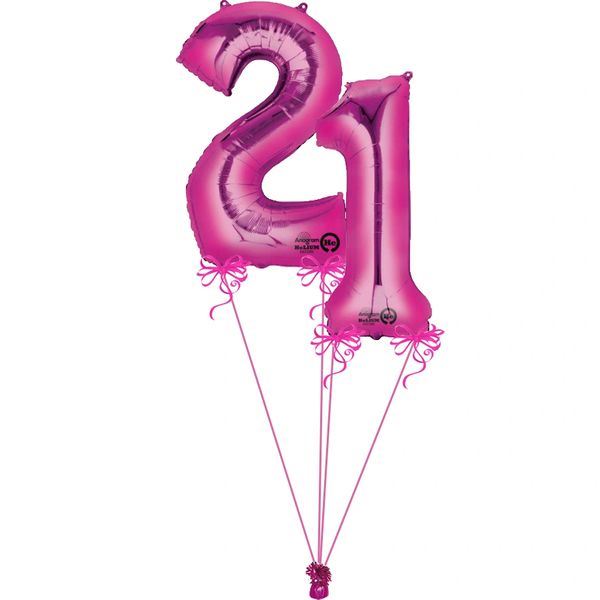 21st Birthday Pink Megaloon Foil Number Balloons - 34in