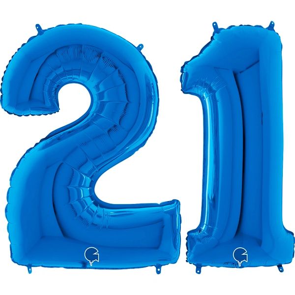 21st Birthday Blue Megaloon Foil Number Balloons