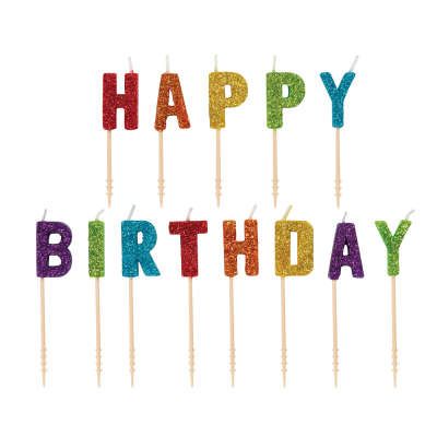Happy Birthday Glitter Letter Candles - Cake Candles