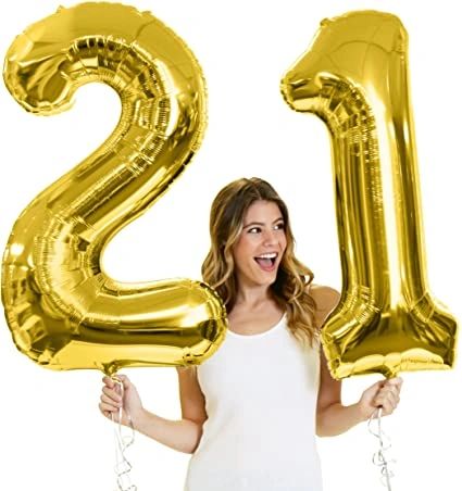 21st Birthday Gold Megaloon Foil Number Balloons - 34in