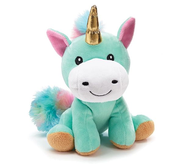 *Rainbow Unicorn Plush with Gold Horn, 8in - Green