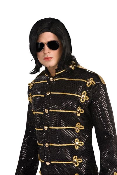 *Michael Jackson Black Straight Hair Costume Wig & Sunglasses, Men's - After Halloween Sale
