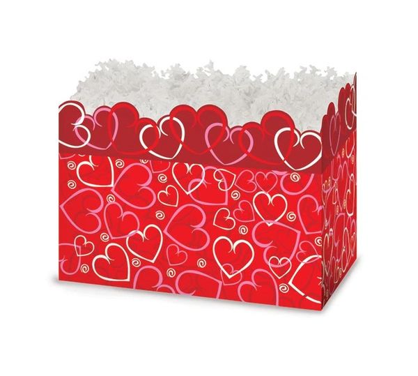 Small Layered Hearts Basket Gift Box - 5"H X 7"W X 4"D.