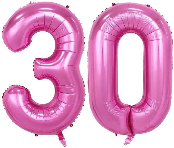 30th Birthday Pink Megaloon Foil Number Balloons, 34in