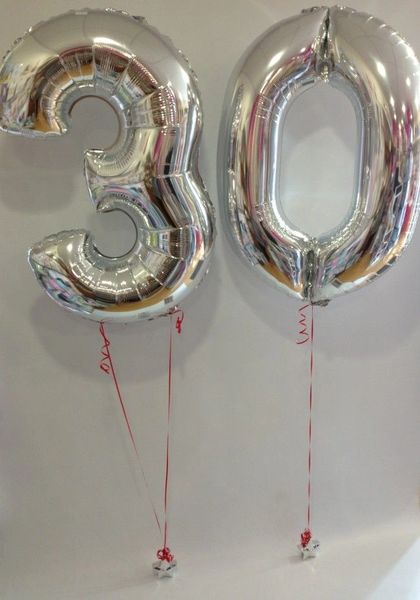 30th Birthday Silver Megaloon Foil Number Balloons - 34in