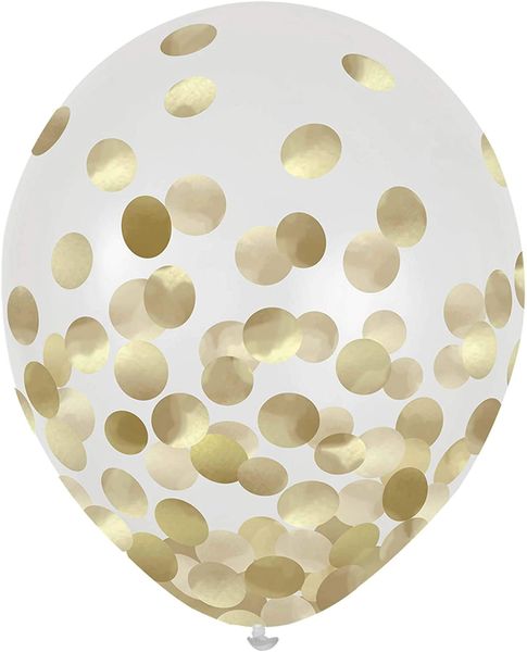 Gold Foil Confetti Latex Balloons, 12in - 6ct