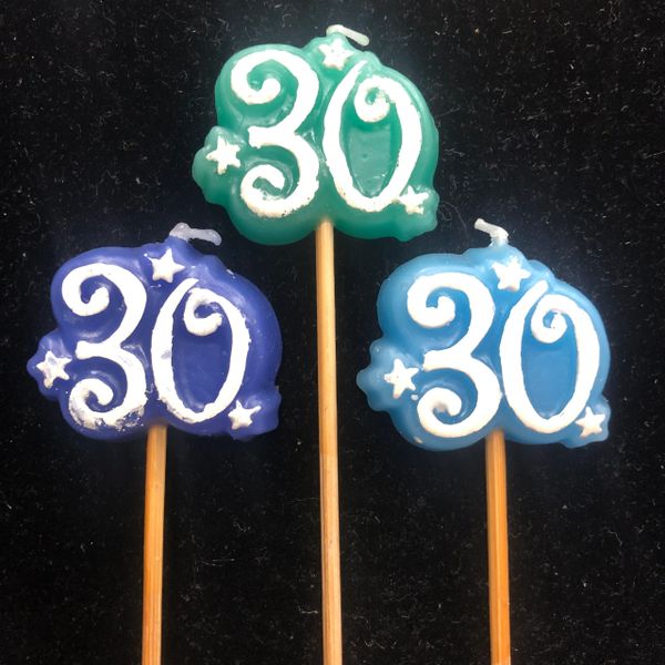 BOGO SALE - 30th Cake Topper Pick Candles - 3ct, 10in