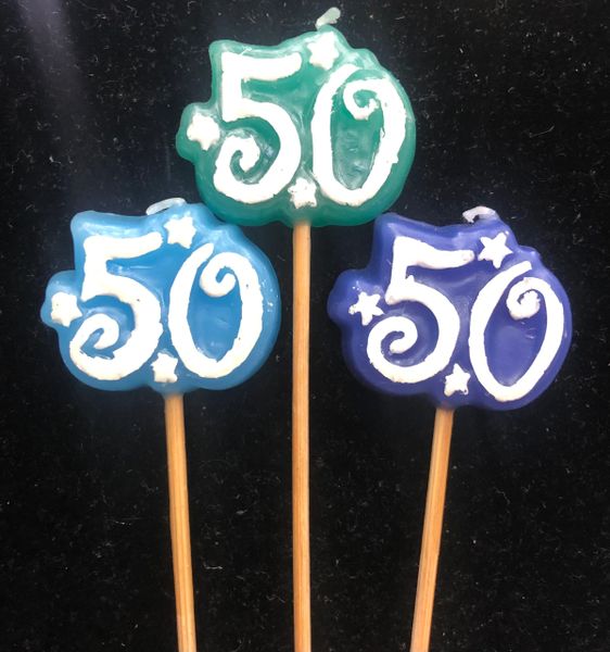 50th Cake Topper Pick Candles - 3ct, 10in