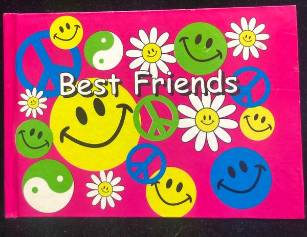 Best Friends Notebook, Journal - Keepsake, Pink - Peace Signs - Smileys - Flowers - Gifts
