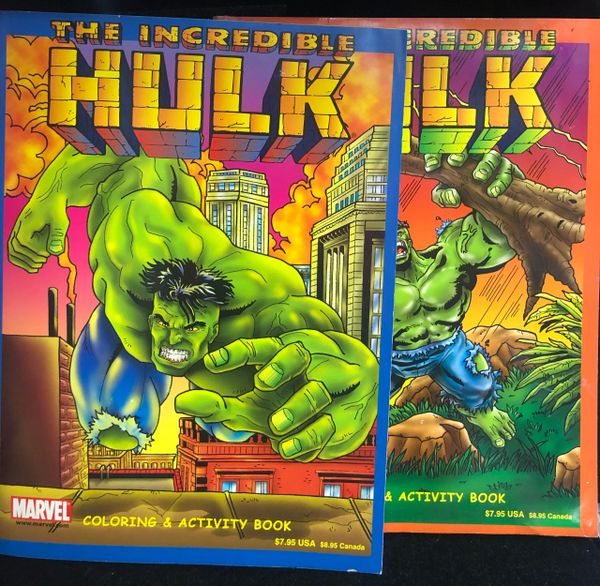 Rare - BOGO SALE - Marvel Incredible Hulk Very Thick Coloring Book, Activity Book, 2003