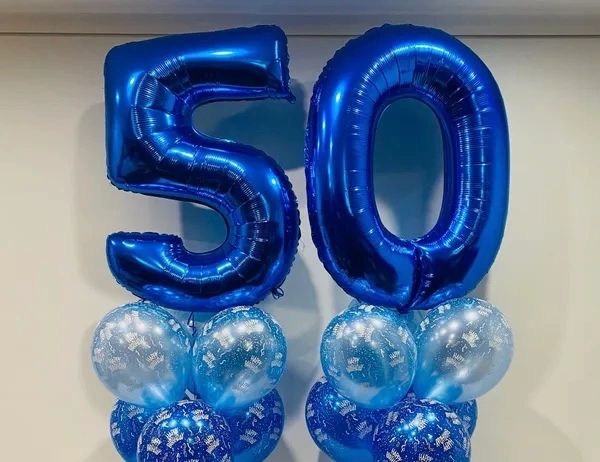 50th Birthday Blue Megaloon Foil Number Balloons, 34in