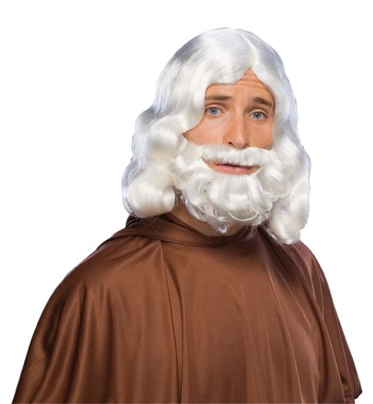 SALE - White Beard and Wig Deluxe, Biblical Wig - White Wig - White Hair - Purim - Halloween Sale