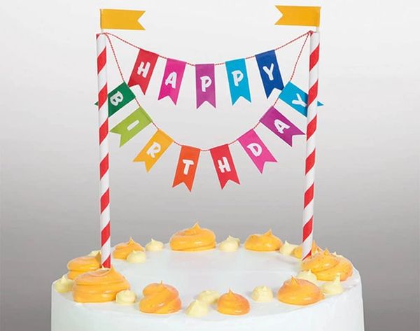 Rainbow Birthday Bunting Cake Topper Banner