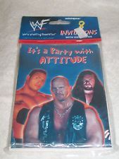 *Rare WWF Wrestling Party Invitations, 8ct - The Rock, Stone Cold and Undertaker