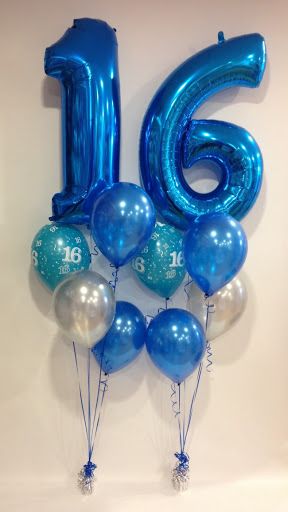 16th Birthday Blue Megaloon Foil Number Balloons, 34in