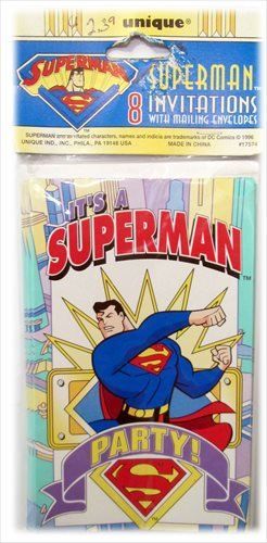 BOGO SALE - Rare Superman Birthday Party Invitations, 8ct - Licensed