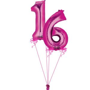 16th Birthday Pink Megaloon Foil Number Balloons, 34in