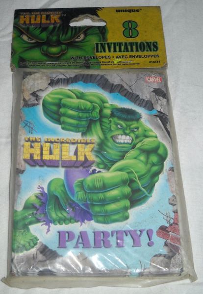 BOGO SALE - Rare Incredible Hulk Birthday Party Invitations, 8ct