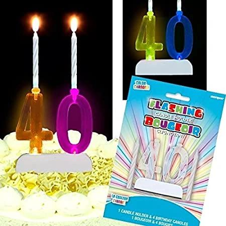 40th Flashing Number Cake Topper with Candles - Light Up