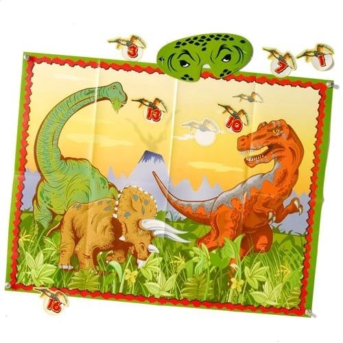 SALE - Dinosaur Party Game 16 Self-Stick Game Pieces