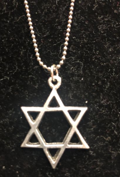 *Star of David Charm Necklace, Silver Toned