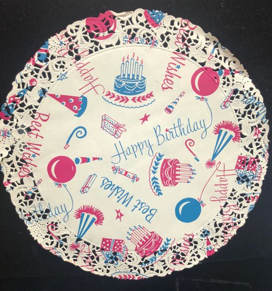 Happy Birthday Paper Lace Doilies, Round, 10in - 4pcs - Venetian, Sweets Table Plate Decorations