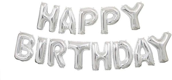 Silver Foil Happy Birthday Letter Balloon Banner Kit, Air Fill Only - 14ft
