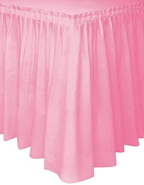 BOGO SALE - Pink Ruffle Table Skirt - 29in x 14ft - Baby Girl - First Birthday Party - Christening - Baptism