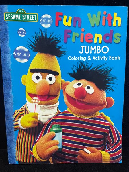 Rare Sesame Street Fun With Friends Jumbo Coloring Book, Activity Book - 2005