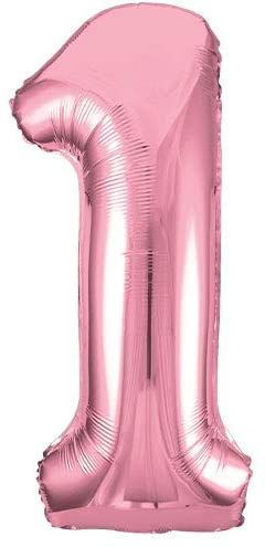 *1st Birthday Light Pink Number Shape Foil Megaloon Balloon, 34in