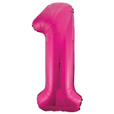 1st Birthday Pink Megaloon Foil Number Balloon, 34in