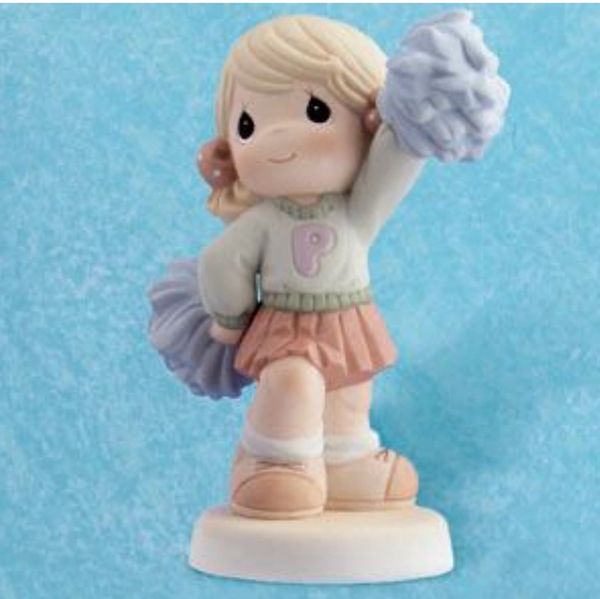 Rare Precious Moments Your Spirit Is An Inspiration.- Porcelain Girl Cheerleader Figurine - 2002 Enesco