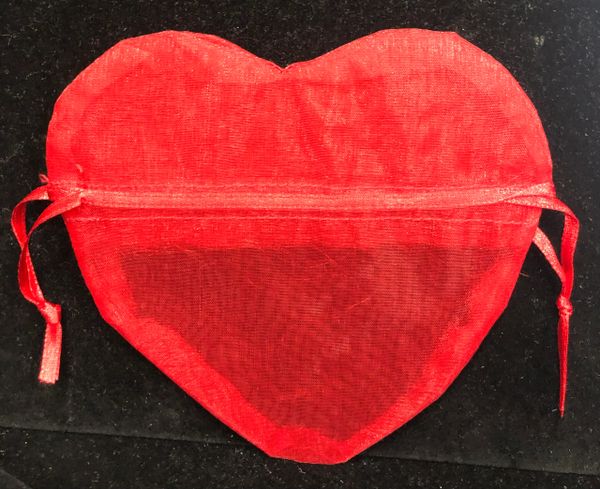 Red Heart Shape Organza Bags, 12pcs - Party Favor Gift Bags, Souvenirs - 3x3in