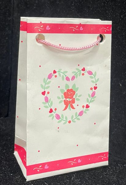 Mini Gift Bag with Flower Heart Design, Jewelry Bag Size - 3.5x2.25x1.25in