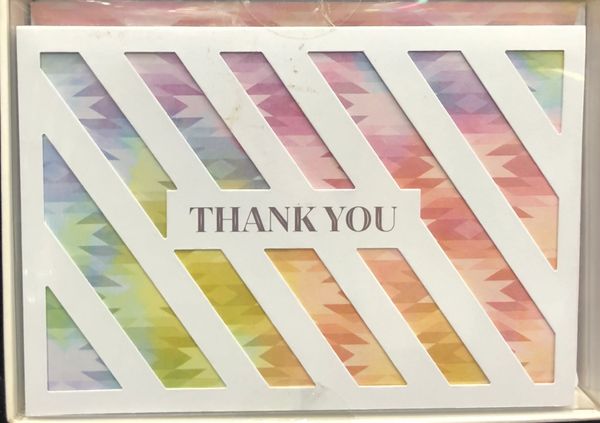 Multicolored Thank You Note Cards - Set of 10 Blank Cards and Envelopes