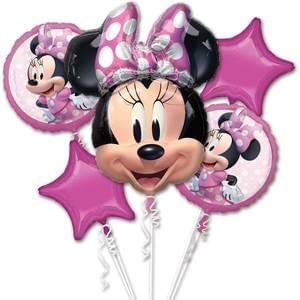 Minnie Mouse Foil Balloon Bouquet, Style 2 - 5pcs