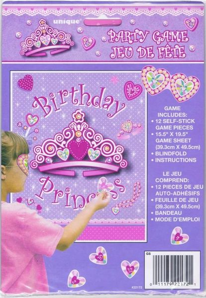 *Princess Birthday Party Game - 12 Self-Stick Game Pieces