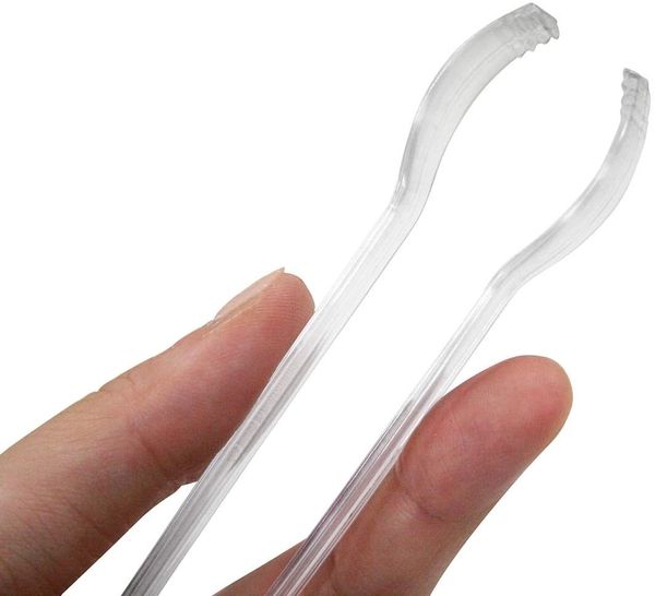 BOGO SALE - Mini Clear Plastic Tongs, 12ct, 5in - Serving Utensils - Party Supplies