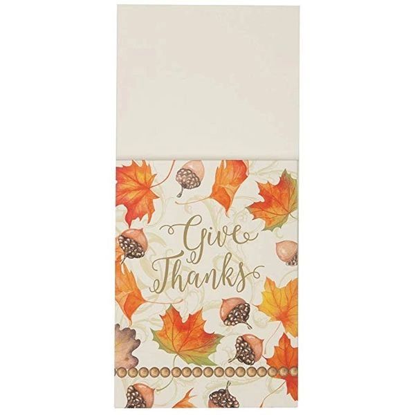 BOGO SALE - Decorative Utensil, Cutlery Pouch - Gold Fall Leaves, Give Thanks, 8ct