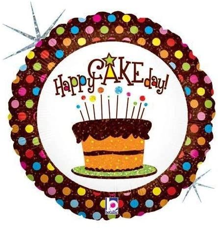 (#2) Happy Cake Day! Chocolate Birthday Cake Foil Balloon, 18in