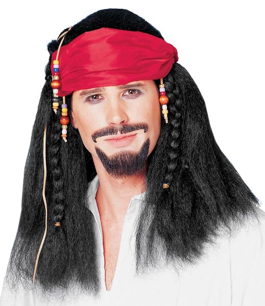 SALE - Buccaneer Pirate Wig with Braids, Bandana - Purim - Halloween Sale - under $20 - Johnny Depp - Captain Jack Sparrow
