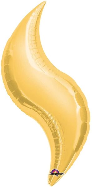 Gold Curve Foil Balloon, 19in - Gold Decorations
