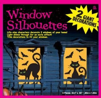 *Giant Black Cat Window Silhouettes, 2pcs - 33x65in - Halloween Decorations