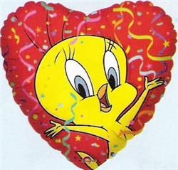 (#C12a) Rare Looney Tunes Tweety Eed Heart Shape Foil Balloon, 18in - Discontinued