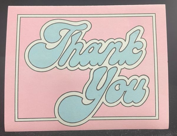 Thank You Note Cards, Pink - 8 Cards and Envelopes