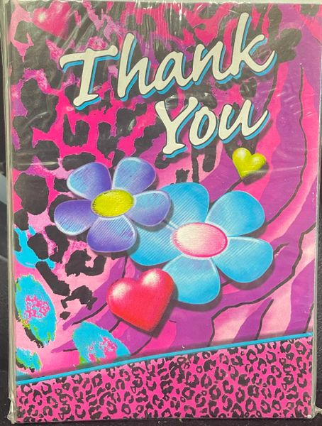 Thank You Note Cards, Pink, Floral - 8 Cards and Envelopes