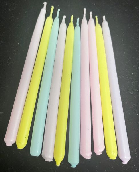 Mini Taper Birthday Cake Candles, Assorted Pastel Colors, 4in - 10ct