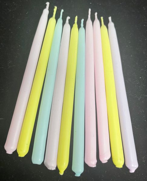 *Mini Taper Birthday Candles, Assorted Pastel Colors, 4in - 10ct