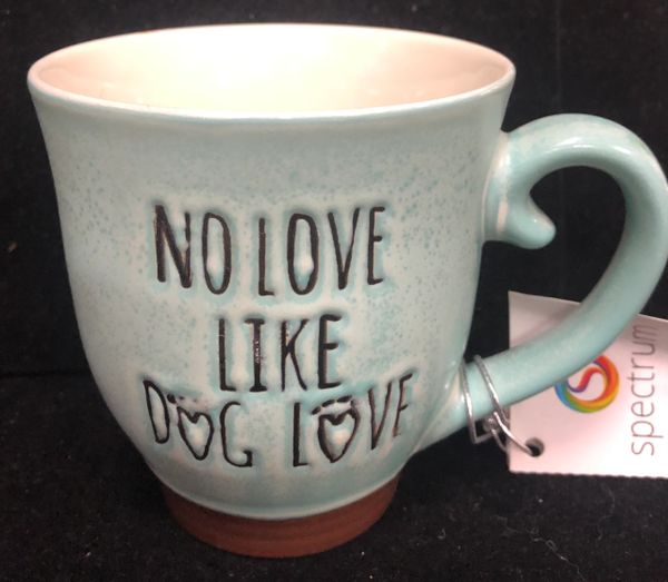 Dog Lover Gifts: No Love Like Dog Love Ceramic Coffee Mug, Tea Cup, Pale Blue - 16oz - Animal Lovers